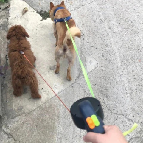 Double Retractable Dog Leash with LED Light – Tangle-Free