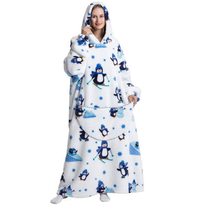 Wearable Blanket Hoodie – Long Oversized Sherpa Blanket