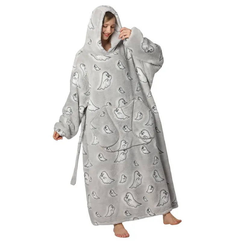 Wearable Blanket Hoodie – Long Oversized Sherpa Blanket