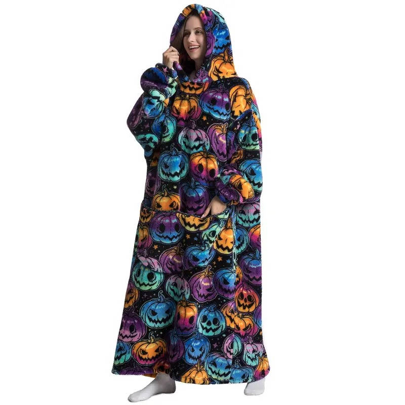 Wearable Blanket Hoodie – Long Oversized Sherpa Blanket