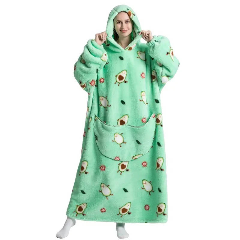 Wearable Blanket Hoodie – Long Oversized Sherpa Blanket