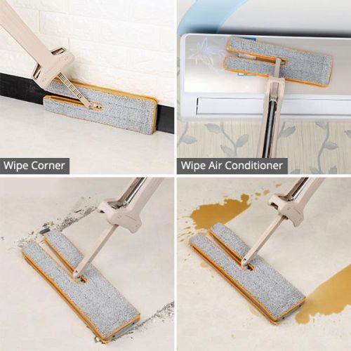 Self-Wringing Flat Mop and Broom Set – 360° Microfiber Floor Mop