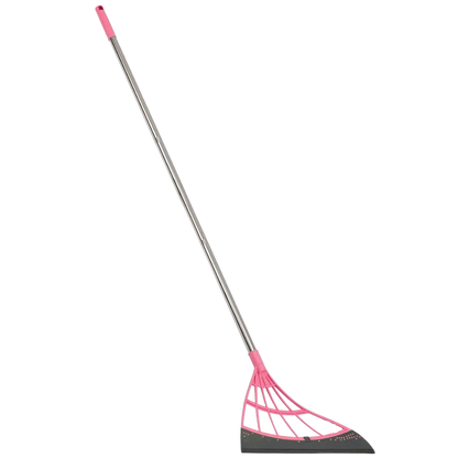Rubber Broom with Squeegee – Extendable 53 Inch Handle