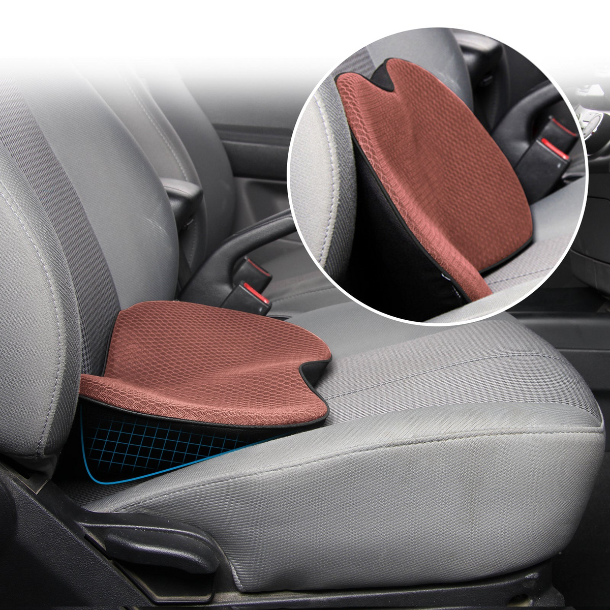 Car Seat Cushion with 3.5 Inch Height Boost – Memory Foam