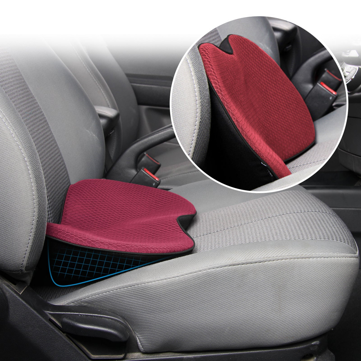 Car Seat Cushion with 3.5 Inch Height Boost – Memory Foam