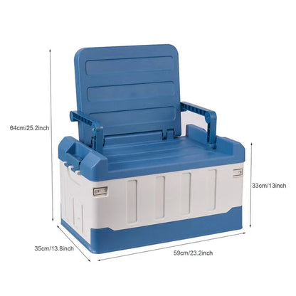 Collapsible Trunk Storage Box with Seat Lid – Car and Outdoor Organizer