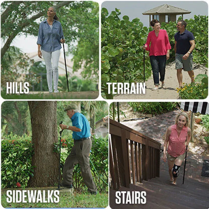 Adjustable Walking Cane with 360° Pivot Tip – 12 Height Settings