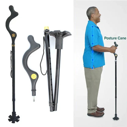 Adjustable Walking Cane with 360° Pivot Tip – 12 Height Settings