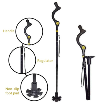 Adjustable Walking Cane with 360° Pivot Tip – 12 Height Settings