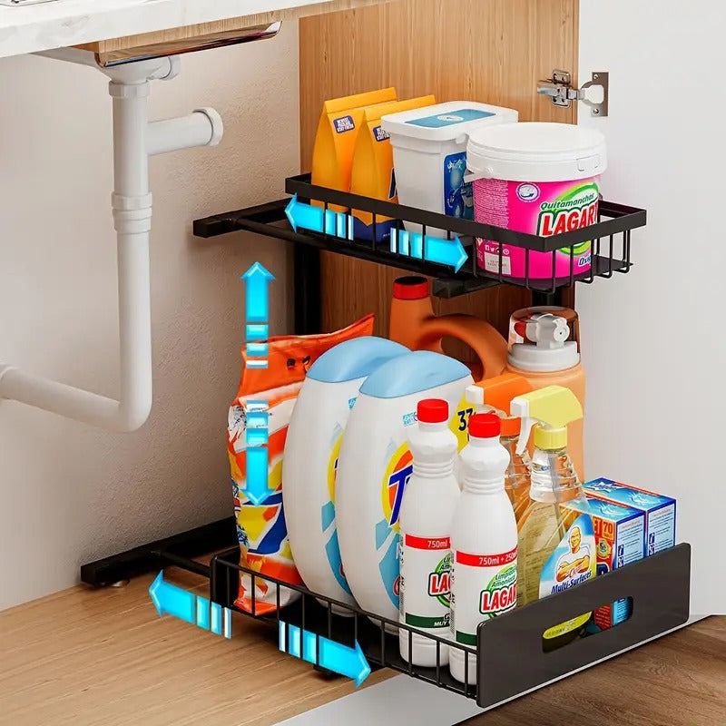 Pull-Out Under Sink Organizer – 2-Tier Sliding Shelf